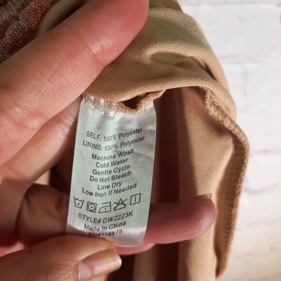 Haute Nites Metallic Orange Brown Sheer Maxi Dress - Picture 4 of 14